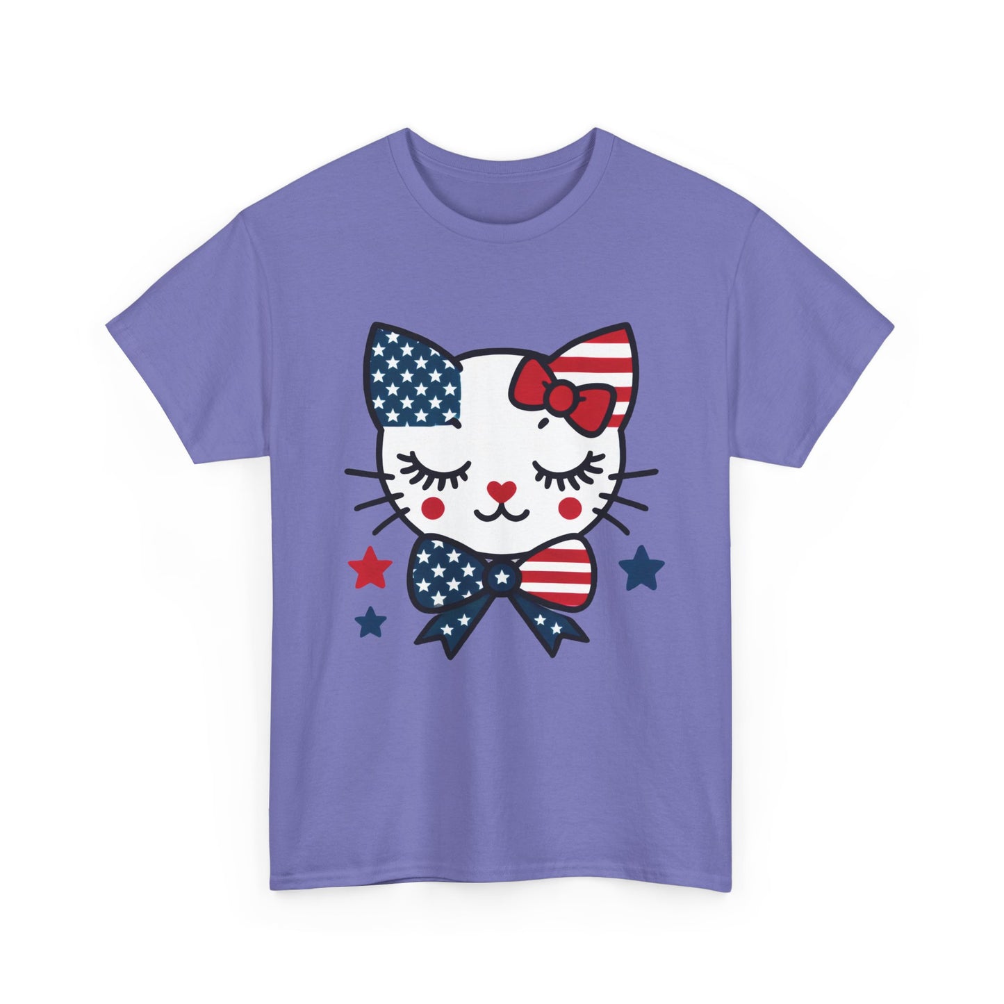 Patriotic Cat Women's Tee, Cute Cat Shirt, Women's T-Shirt, July 4th Outfit, Independence Day Gift, Animal Lover Apparel