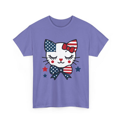 Patriotic Cat Women's Tee, Cute Cat Shirt, Women's T-Shirt, July 4th Outfit, Independence Day Gift, Animal Lover Apparel