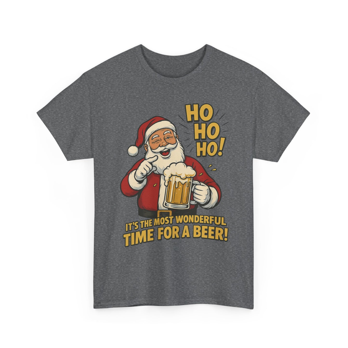 Funny Santa Beer Christmas T-Shirt, Men's Holiday Party Tee