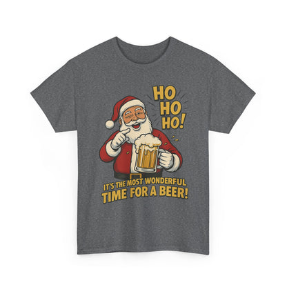 Funny Santa Beer Christmas T-Shirt, Men's Holiday Party Tee