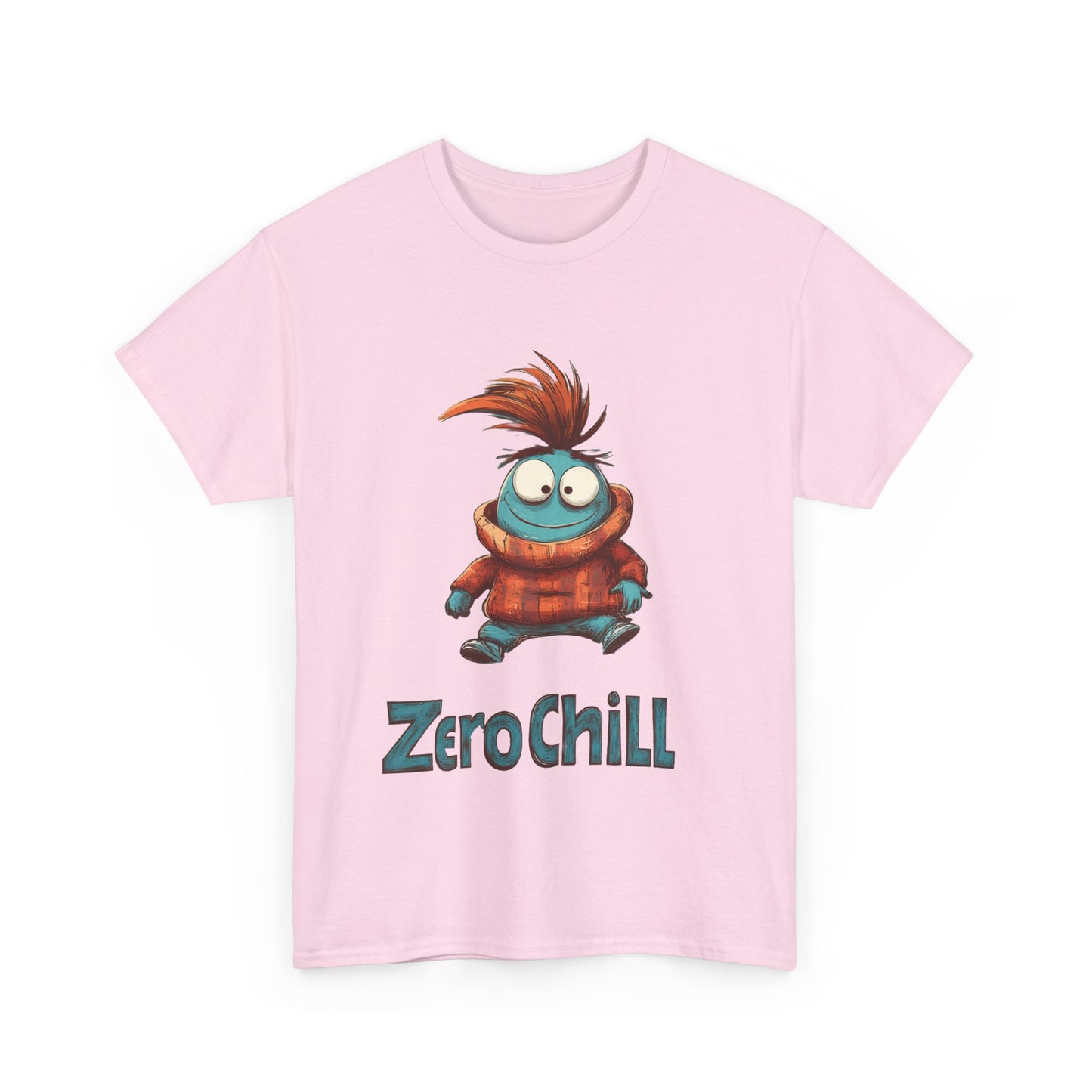 Zero Chill Funny Cartoon Character Tee, Quirky Cute Monster Shirt, Chill Vibes Humor Gift, Fun Cartoon T-Shirt, Chill Vibe Shirt