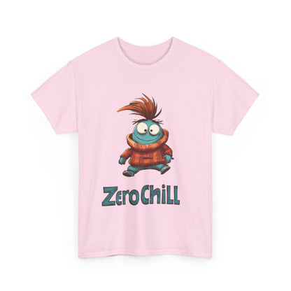 Zero Chill Funny Cartoon Character Tee, Quirky Cute Monster Shirt, Chill Vibes Humor Gift, Fun Cartoon T-Shirt, Chill Vibe Shirt