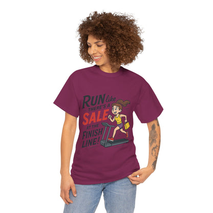Motivational Fitness Tee, Workout Shirt, Funny Exercise Gym Top, Funny Shopping Tee, Treadmill Runner Shirt for Her,  run for sale tee