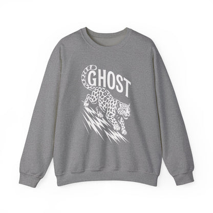 Ghost Leopard Crewneck Sweatshirt, Unisex Fashion, Cozy Casual Wear, Graphic Sweatshirt, Wild Animal Art, Gift for Animal Lovers