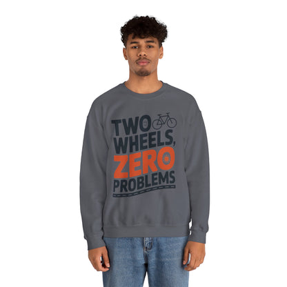 Men's Heavy Blend™ Crewneck Sweatshirt, Two Wheels Zero Problems Mens Casual Biker Sweatshirt, Gift for Cyclists