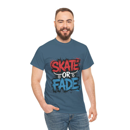 Skate Or Fade Men's T-Shirt, Graffiti Skateboarding Graphic Tee, Urban Streetwear Skater Top
