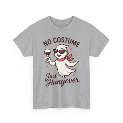 No Costume Just Hungover Women's T-Shirt, Funny Ghost Wine Halloween Party Graphic Tee