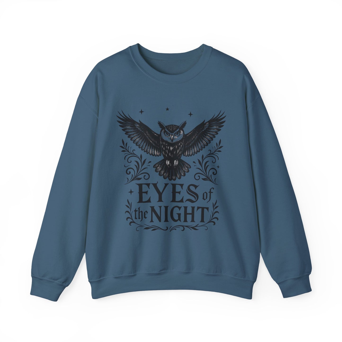 Eyes of the Night Owl Sweatshirt, Mens Dark Gothic Sweatshirt, Mysterious Owl Graphic Pullover, Forest Bird of Night Design, Halloween Gift