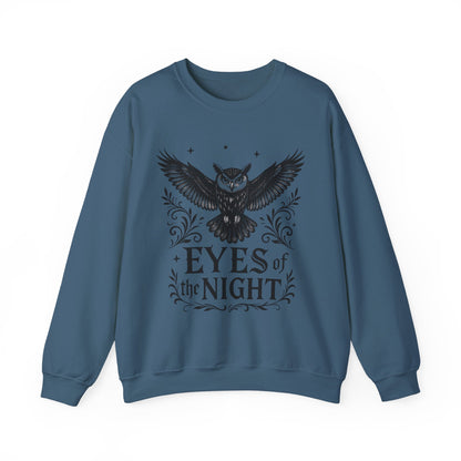Eyes of the Night Owl Sweatshirt, Mens Dark Gothic Sweatshirt, Mysterious Owl Graphic Pullover, Forest Bird of Night Design, Halloween Gift