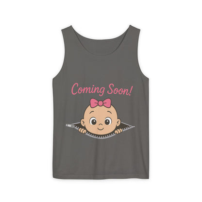 Coming Soon Maternity Tank Top, Cute Baby Girl Pregnancy Announcement Shirt, Expecting Mom Gift, Gender Reveal Tee, Baby Shower Gift