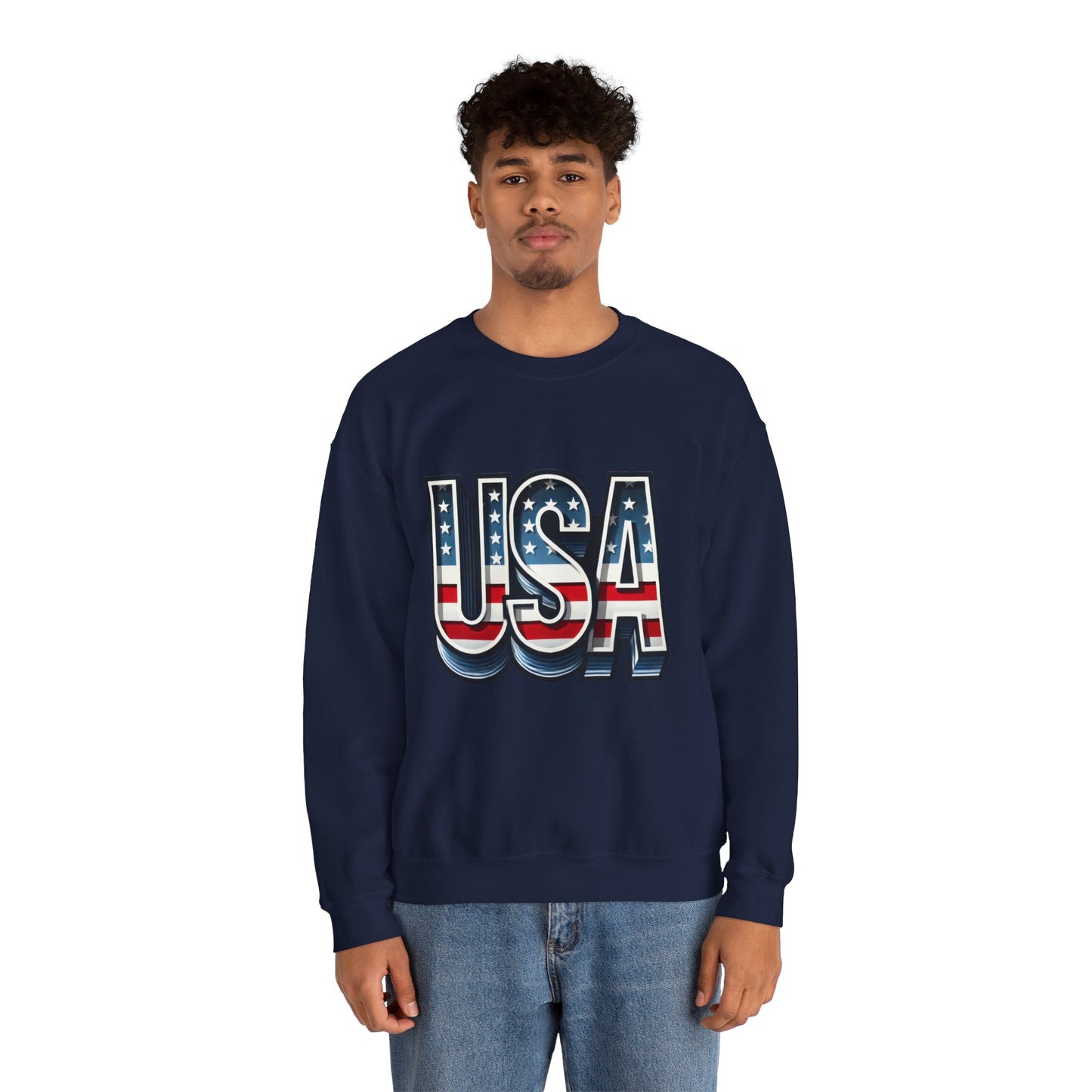 USA Patriotic Crewneck Sweatshirt for All Seasons, Cozy Sweatshirt for Independence Day, Casual Wear, Gift for Friends and Family