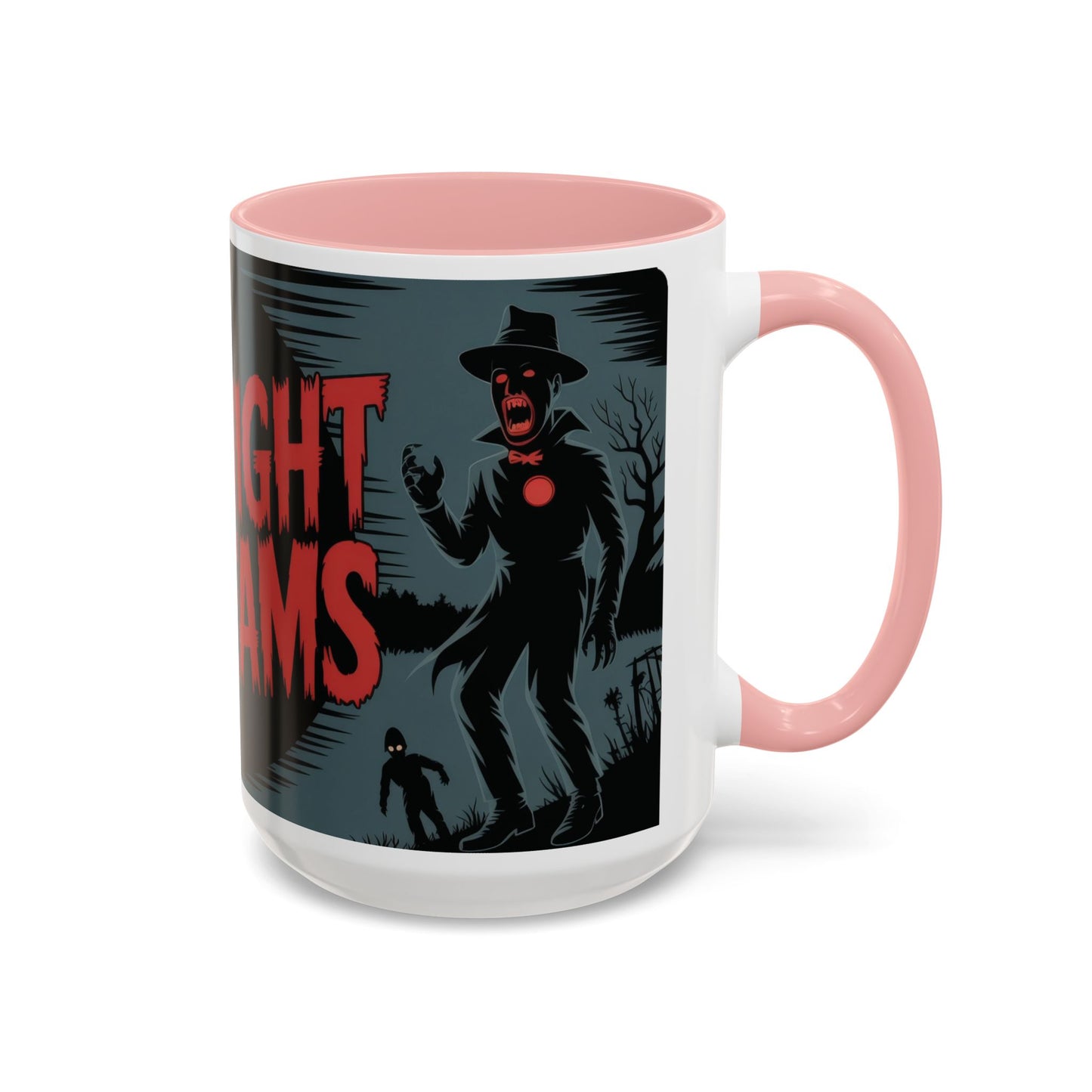 Midnight Screams Mug, Retro Horror Movie Poster Coffee Cup, Gothic Halloween Gift for Horror Lovers, Accent Coffee Mug (11, 15oz)