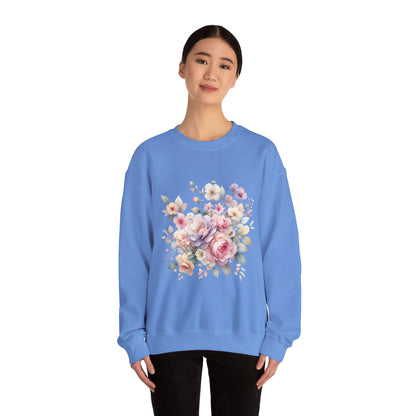 Floral Crewneck Sweatshirt, Cozy Floral Sweatshirt for Spring, Gift for Her, Women's Floral Top, Pastel Floral Sweatshirt