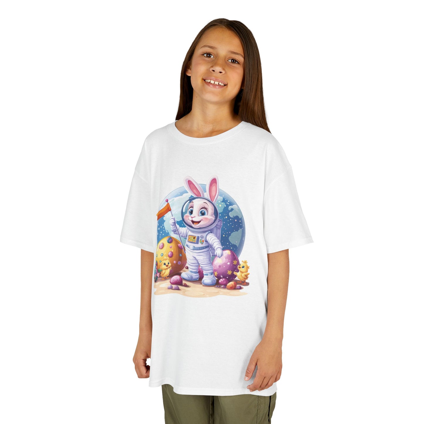 Kids Easter Astronaut Bunny T-Shirt, Space Bunny with Eggs, Galaxy Adventure Tee, Cute Bunny Gift for Boys and Girls