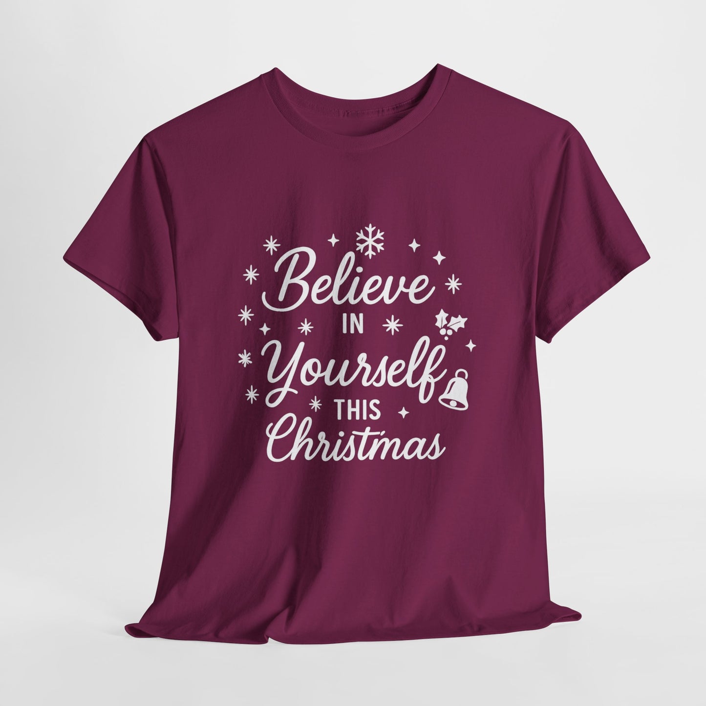 Women's Believe in the Magic Christmas Shirt, Santa Hat Holiday Tee for Women