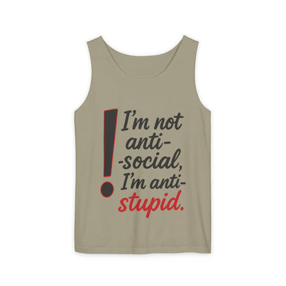 Snarky Anti-Social Mens Tank Top, Funny Summer Apparel, Mens Gift, Beachwear, Humorous Mens Tee, Graphic Tee for Introverts & Thinkers