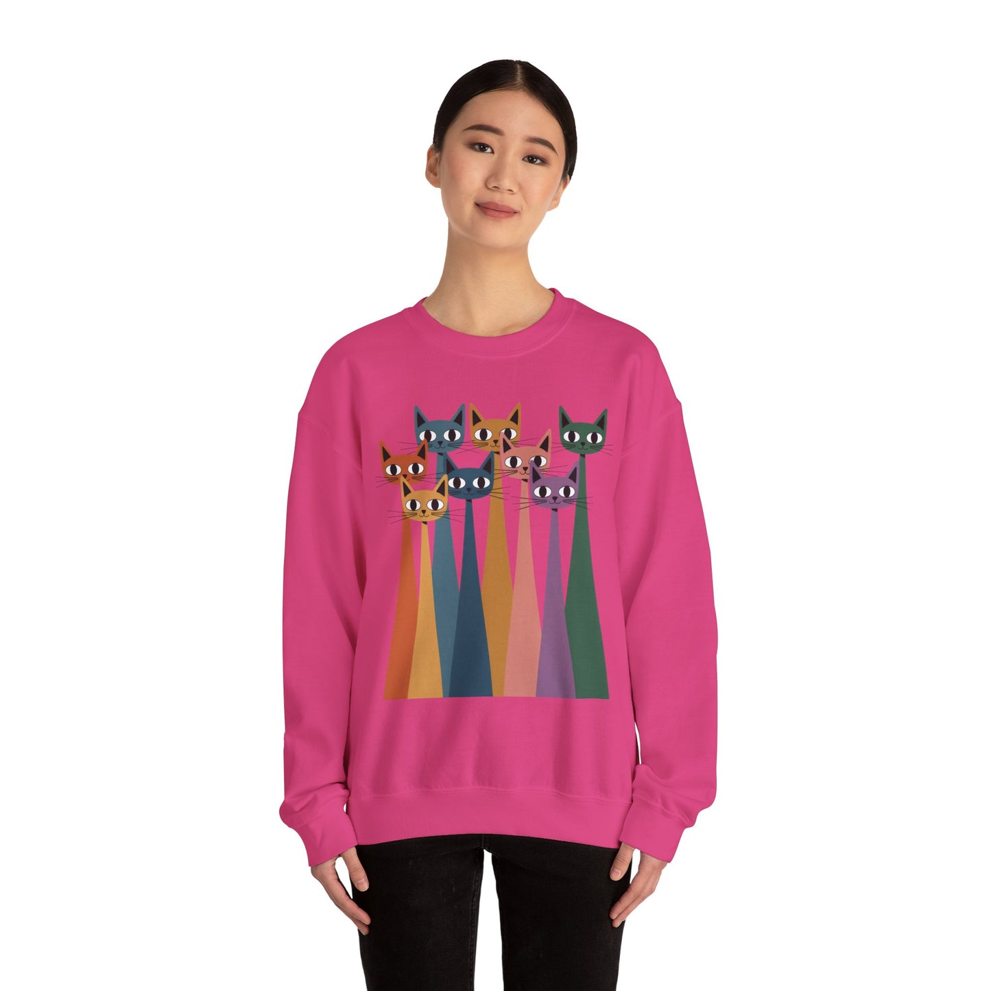 Colorful Cat Sweatshirt, Cozy Crewneck, Cat Lover Gift, Unisex Sweatshirt, Cute Animal Apparel, Fun Gift for Cat Owners