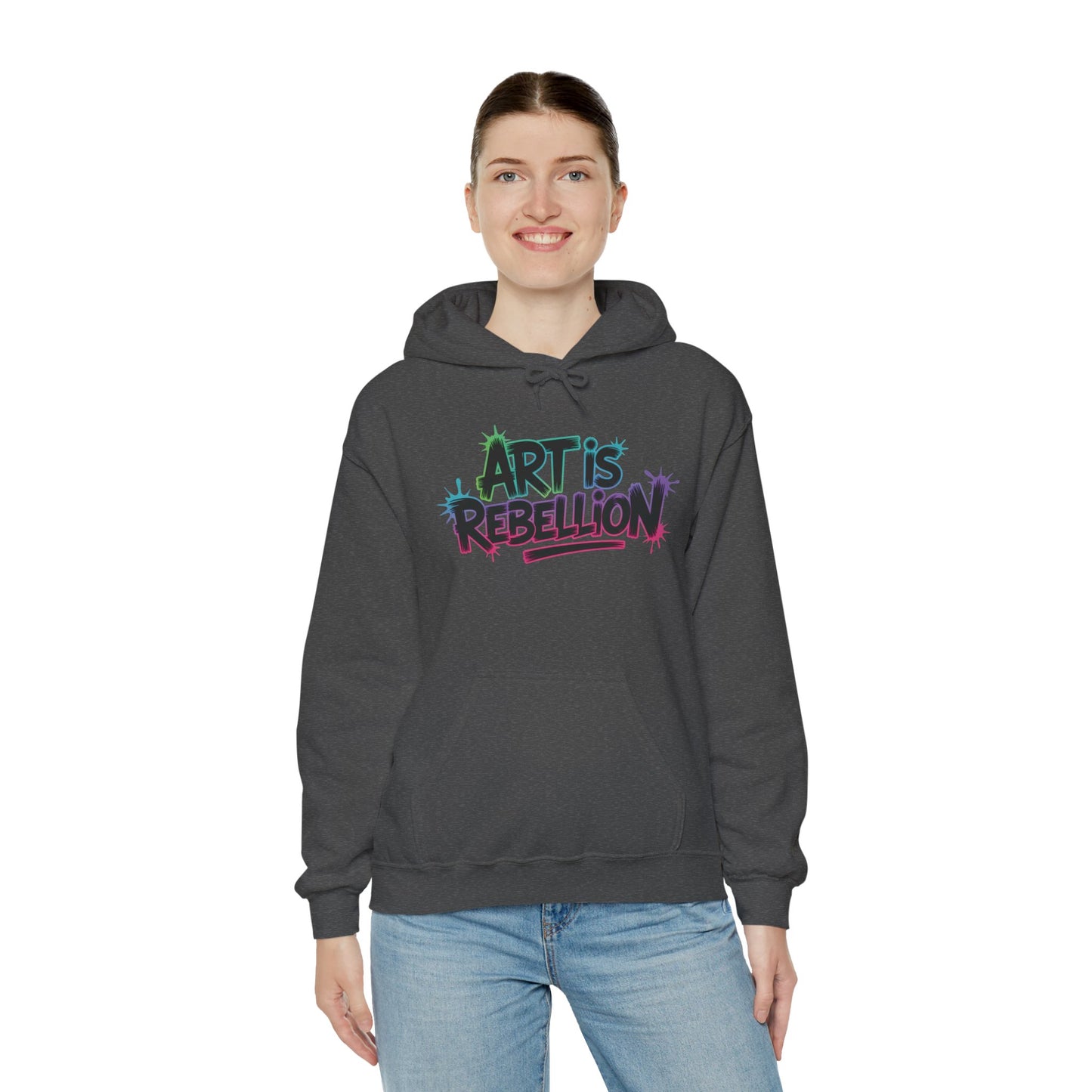 Art Is Rebellion Hoodie, Women's Graffiti Street Art Hooded Sweatshirt, Rebel Graphic Statement Pullover, Heavy Blend™ Hooded Sweatshirt