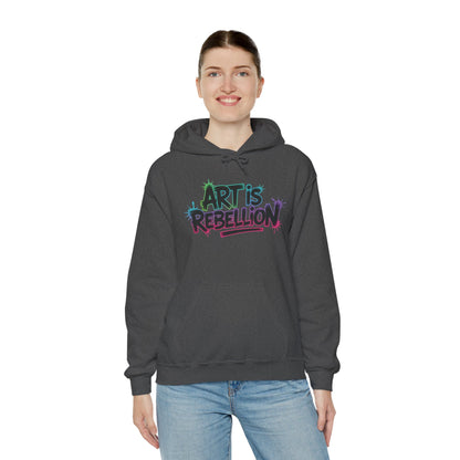 Art Is Rebellion Hoodie, Women's Graffiti Street Art Hooded Sweatshirt, Rebel Graphic Statement Pullover, Heavy Blend™ Hooded Sweatshirt