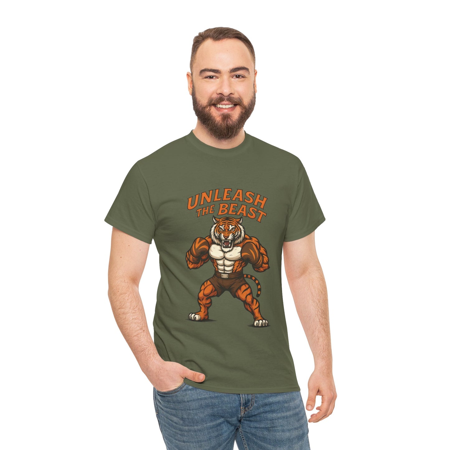 Unleash The Beast Tiger Gym Shirt, Mens Workout T-Shirt, Bodybuilding Motivation Tee, Fitness Muscle Tiger Graphic, Strong Beast Gym Top