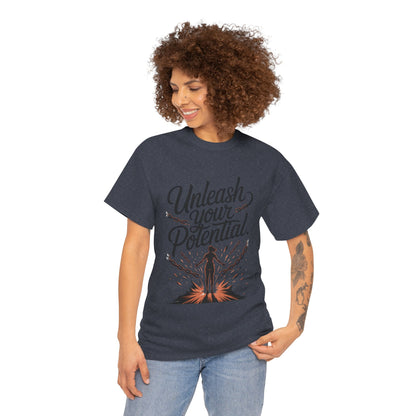 Unleash Your Potential Women's Tee, Motivational T-Shirt, Inspirational Cotton Tee, Gift for Gym Lovers, Positive Energy Top