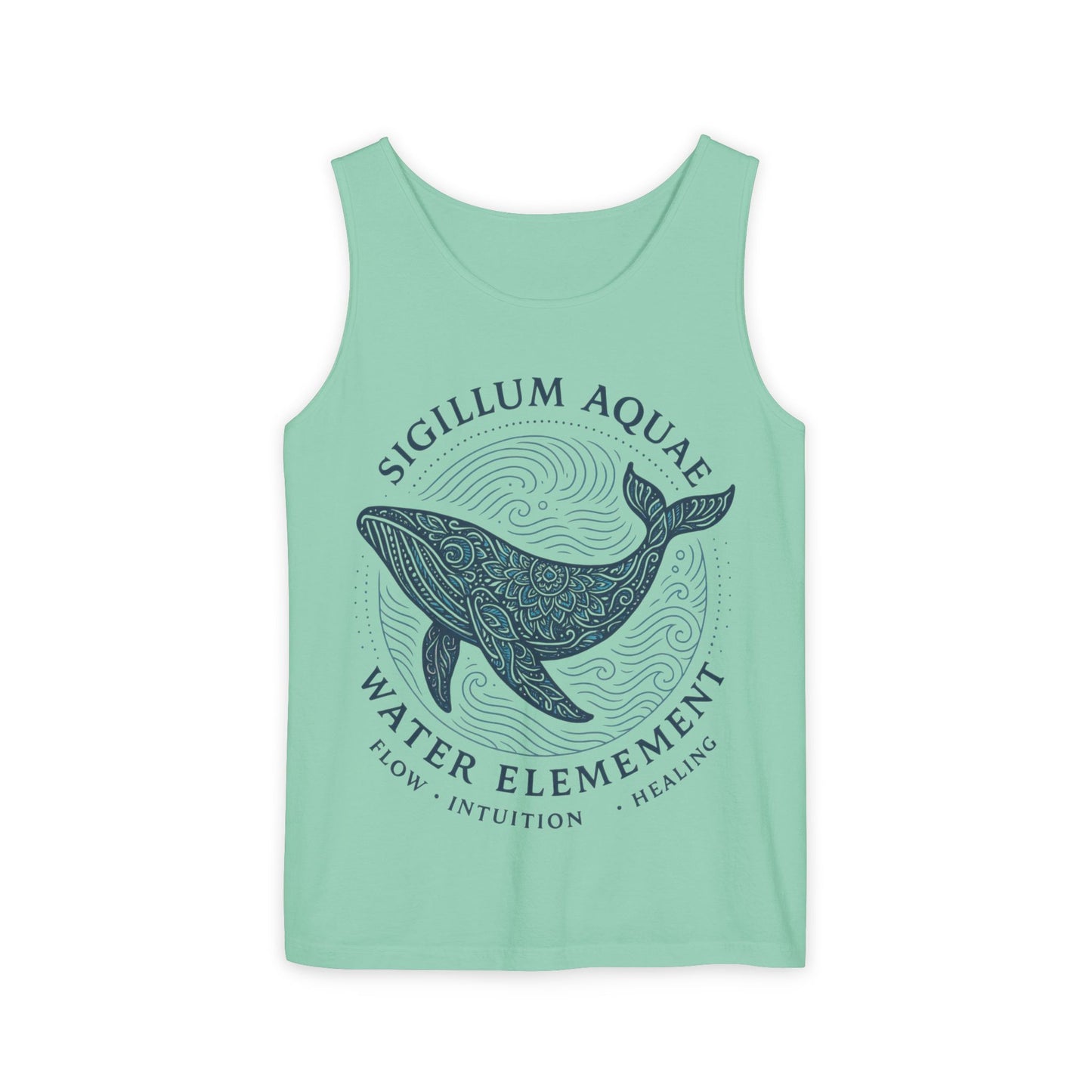 Water Element Whale Tank Top, Sigillum Aquae Symbol, Spiritual Ocean Totem Tee, Nature Energy Tee, Beachwear, Mindfulness Fashion