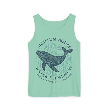 Water Element Whale Tank Top, Sigillum Aquae Symbol, Spiritual Ocean Totem Tee, Nature Energy Tee, Beachwear, Mindfulness Fashion