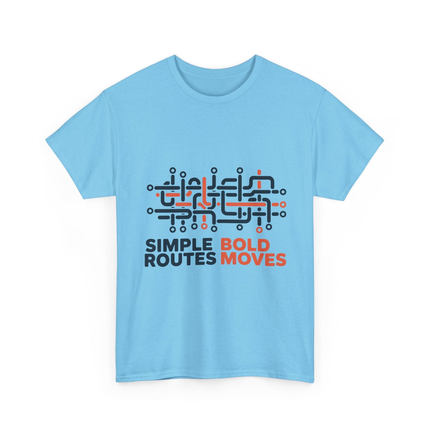 Simple Routes Bold Moves Mens T-Shirt, Minimal Urban Metro Map Graphic Tee