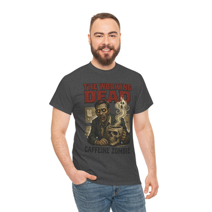 The Working Dead Men's Funny Zombie Work T-Shirt, Office Humor Tee, Halloween Office Tee, Coffee Zombie Shirt