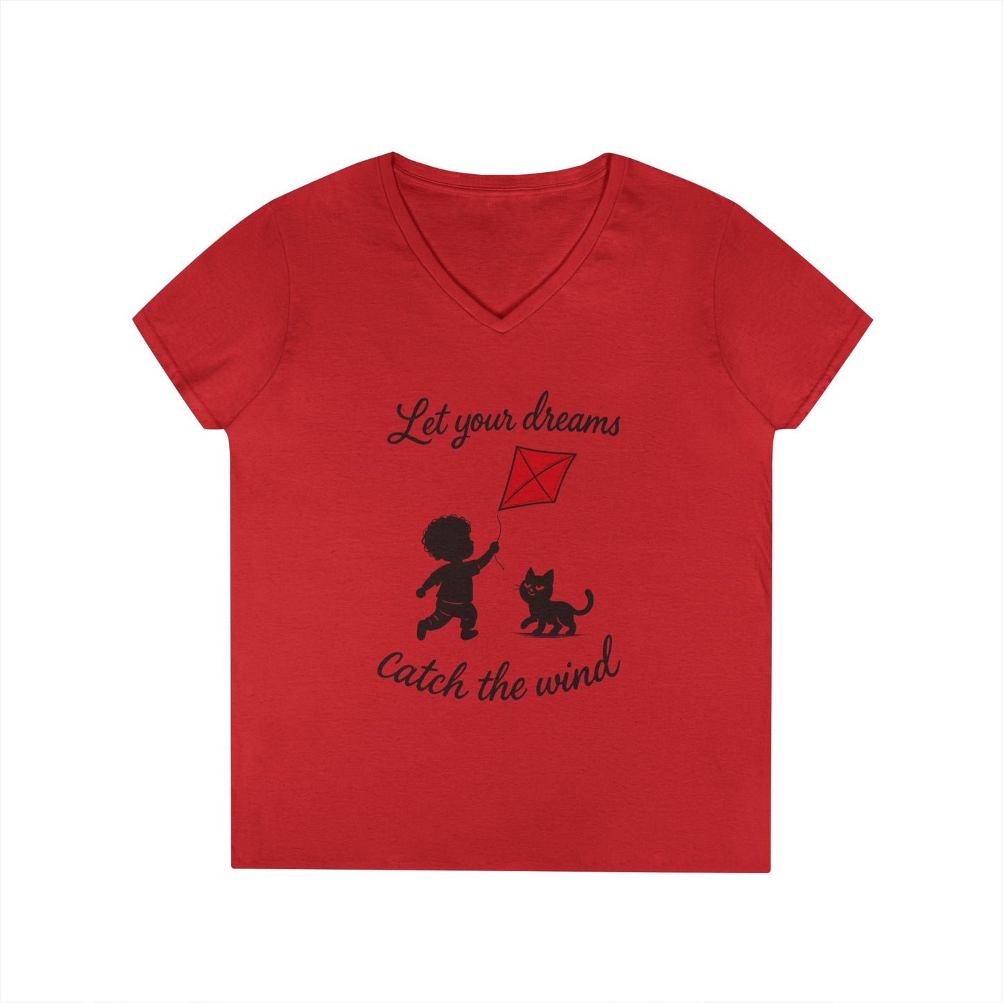 Cat Lover Girls' V-Neck T-Shirt, Gift for Birthday, Cat Lover T-Shirt, Cat Mom Gift, Gift for Kids and Animal Lovers