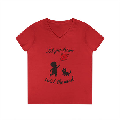 Cat Lover Girls' V-Neck T-Shirt, Gift for Birthday, Cat Lover T-Shirt, Cat Mom Gift, Gift for Kids and Animal Lovers