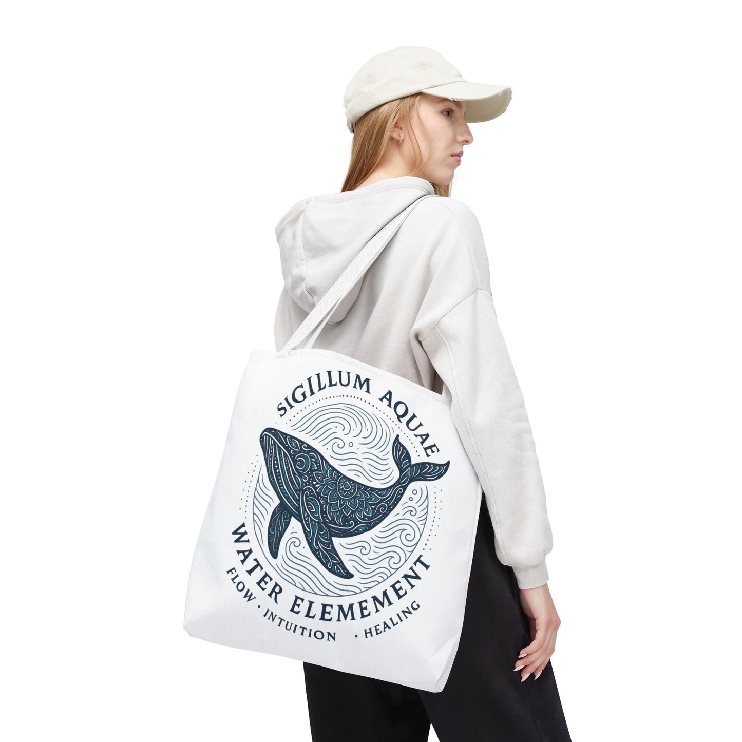 Whale Water Element Tote Bag: Spiritual Gift, Eco-Friendly, Beach Bag, Yoga Accessories, Meditation Essentials, Weekender Bag, Large Bag