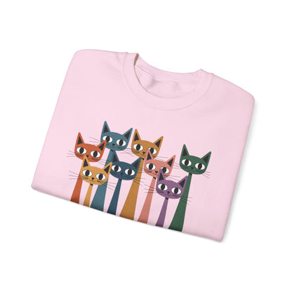 Colorful Cat Sweatshirt, Cozy Crewneck, Cat Lover Gift, Unisex Sweatshirt, Cute Animal Apparel, Fun Gift for Cat Owners