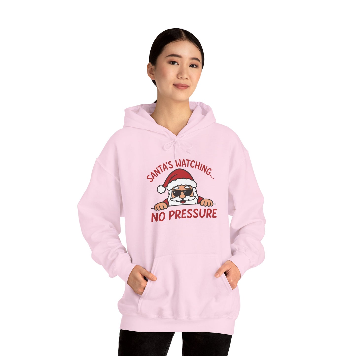 Sant's Watching No Pressure Women's Christmas Hoodie, Funny Holiday Sweatshirt