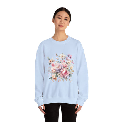 Floral Crewneck Sweatshirt, Cozy Floral Sweatshirt for Spring, Gift for Her, Women's Floral Top, Pastel Floral Sweatshirt