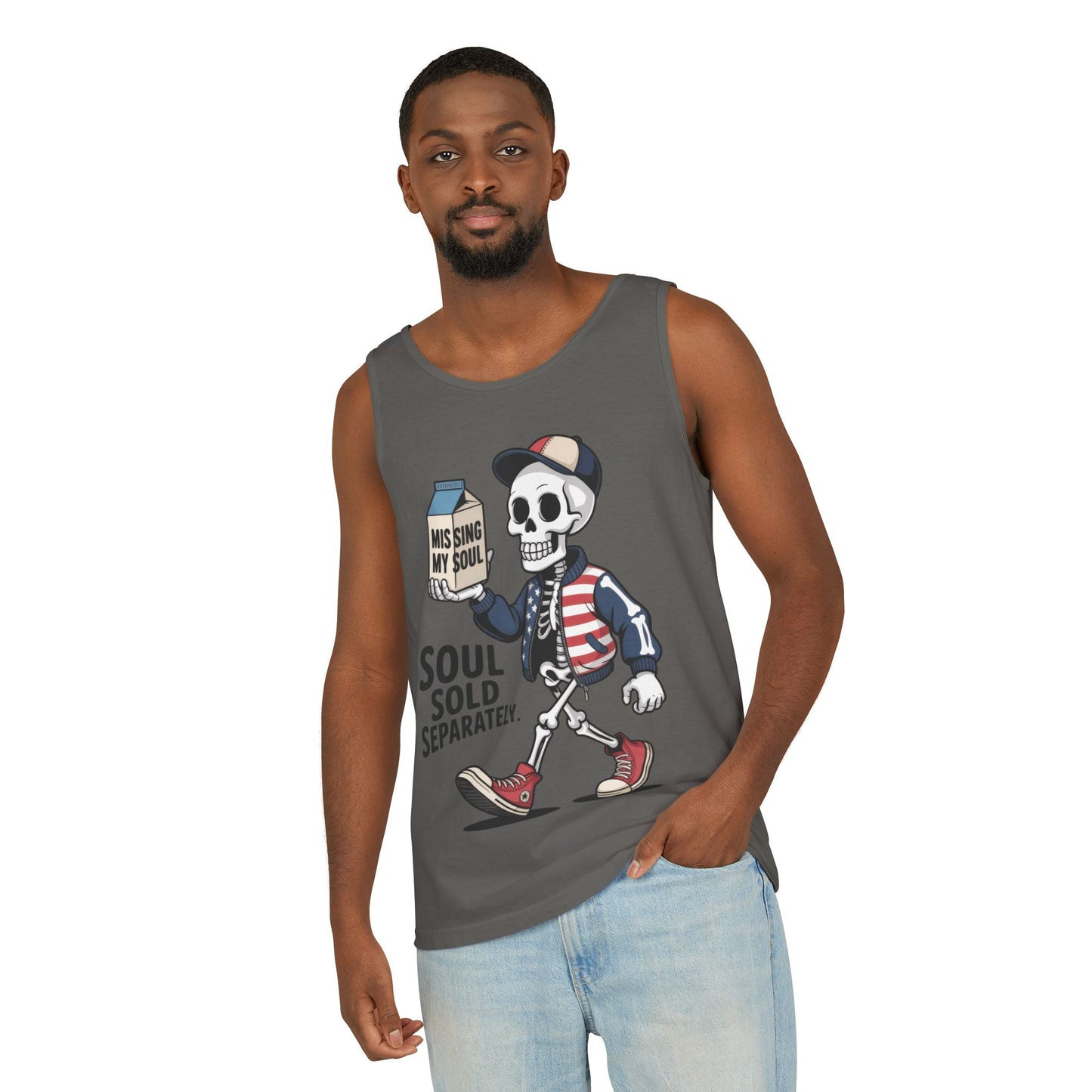 Funny Skeleton Tank Top, Soul Sold Separately Muscle Tee, Missing My Soul Graphic Shirt, Gothic Streetwear Workout Top