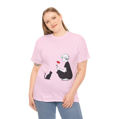 Cat Lover's Heavy Cotton Tee, Cute Cat Shirt, Pet Owner Gift, Animal Lover Apparel, Birthday Gift for Her, Women's Cotton T-Shirt, Cat Lover