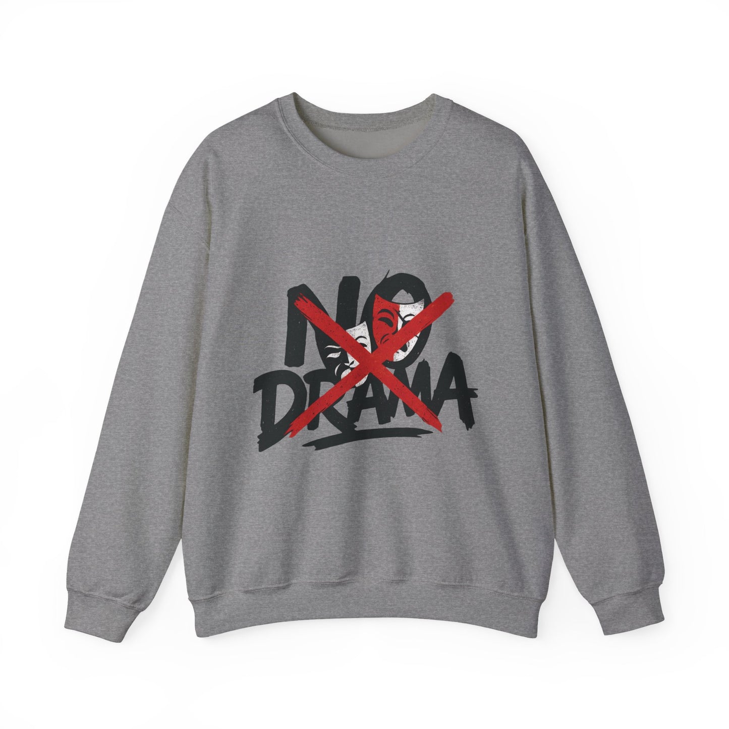 No Drama Mens Crewneck Sweatshirt, Casual Everyday Wear, Gift for Friends, Relaxed Vibes, Comfortable Fashion