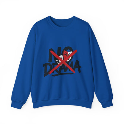 No Drama Mens Crewneck Sweatshirt, Casual Everyday Wear, Gift for Friends, Relaxed Vibes, Comfortable Fashion