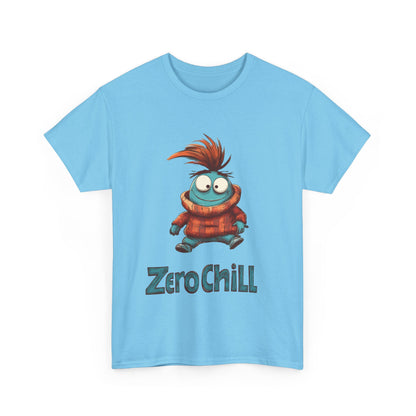 Zero Chill Funny Cartoon Character Tee, Quirky Cute Monster Shirt, Chill Vibes Humor Gift, Fun Cartoon T-Shirt, Chill Vibe Shirt