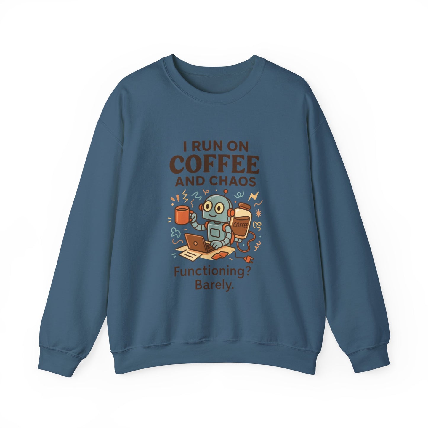 Coffee and Chaos Crewneck Sweatshirt, Funny Sweatshirt for Coffee Lovers, Unisex Gift, Cozy Everyday Wear, Ideal for Holidays