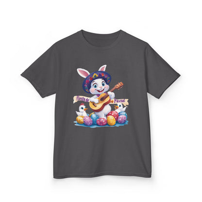 Mexican Easter Bunny Kids T-Shirt - Fiesta de Pascua Shirt with Guitar, Fun Spring Festival Tee, Colorful Holiday Gift for Children