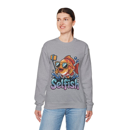 Selfish Womens Sweatshirt, Funny Selfie Pullover, Cute Ocean Pun Sweater, Playful Sea Life Gift, Fun Gift for Fish Lovers, Fishing Apparel