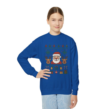 Santa - Reindeer Christmas Sweatshirt for Kids, Cozy Holiday Jumper, Youth Crewneck Sweatshirt