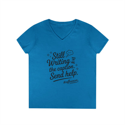 Funny Influencer Womens V-Neck T-Shirt, Social Media Tee, Funny Tee for Creatives, Gift Social Media Lovers, Fun Gift for Content Creators