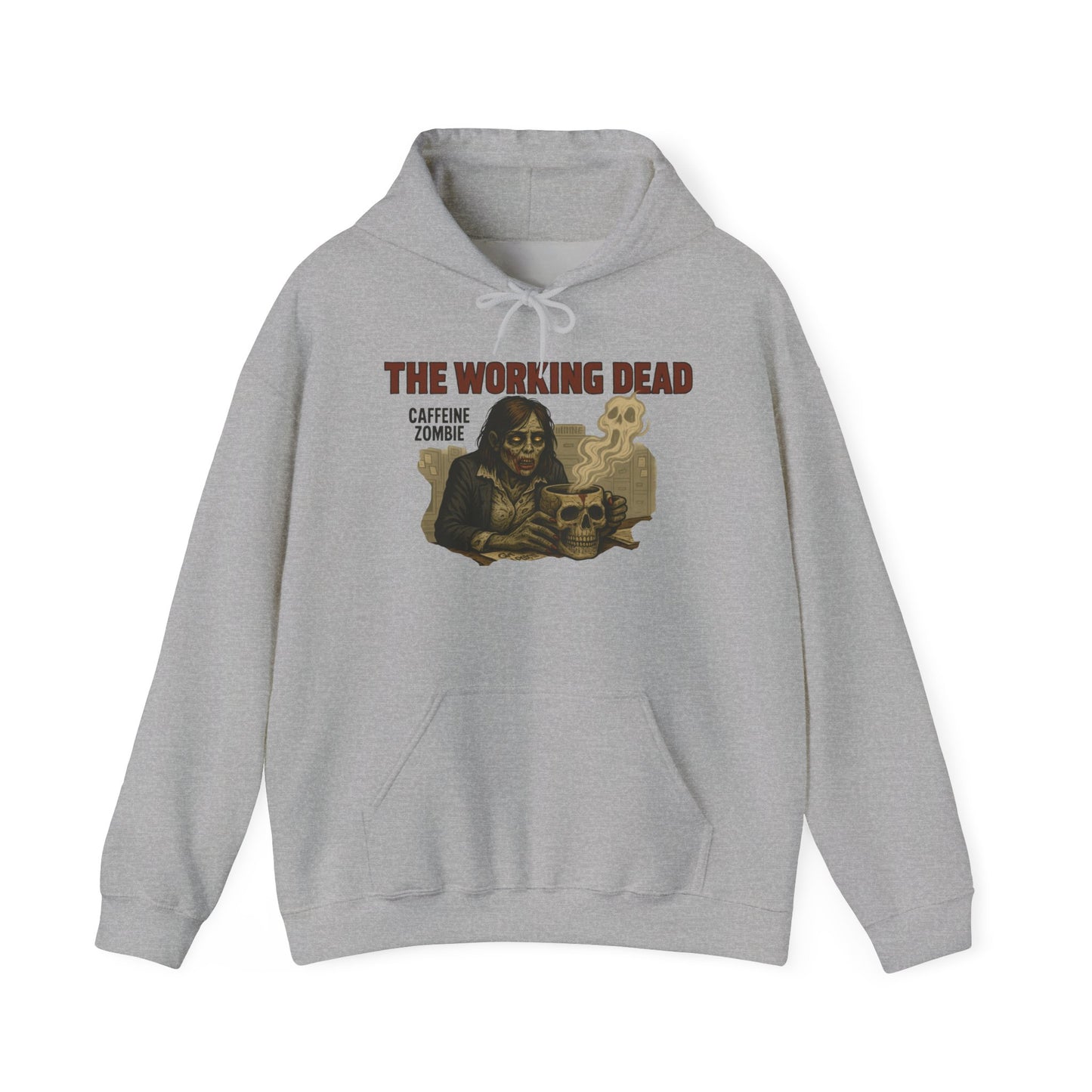 The Working Dead Women's Zombie Hoodie, Work Humor Hoodie, Halloween Work Top, Coffee Zombie Hoodie