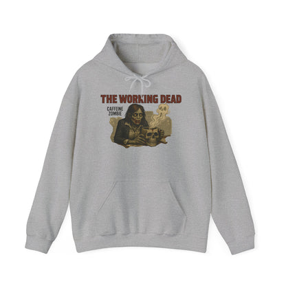 The Working Dead Women's Zombie Hoodie, Work Humor Hoodie, Halloween Work Top, Coffee Zombie Hoodie