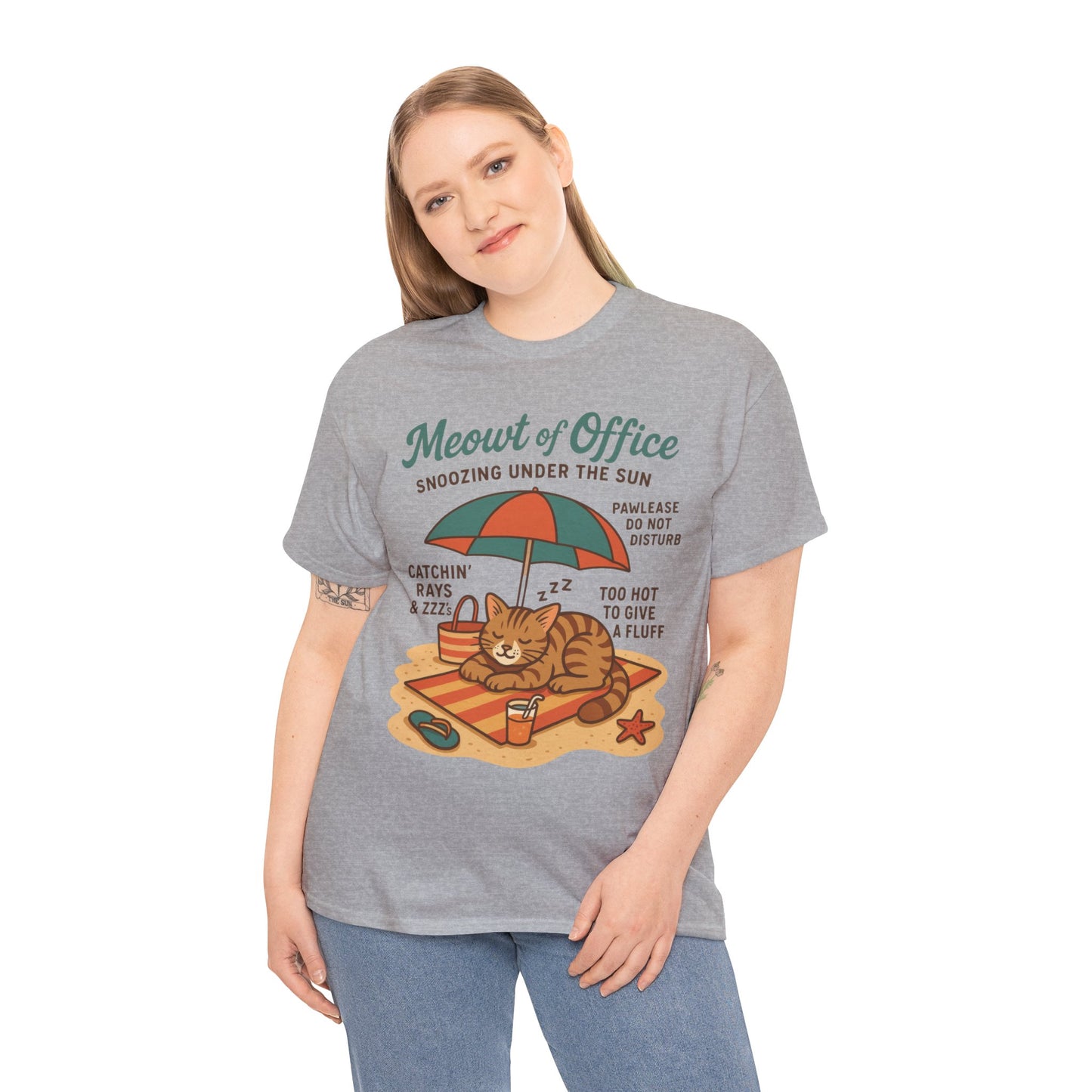 Cat Shirt, Cute Beach Cat Womens T-Shirt, Funny Summer Vacation Tee, Lazy Cat Humor Gift, Cat Lover T-Shirt, Vacation Humor Tee