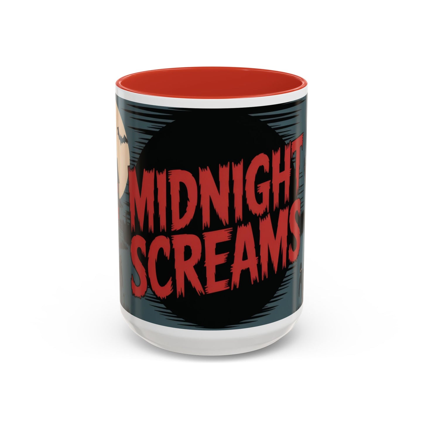 Midnight Screams Mug, Retro Horror Movie Poster Coffee Cup, Gothic Halloween Gift for Horror Lovers, Accent Coffee Mug (11, 15oz)