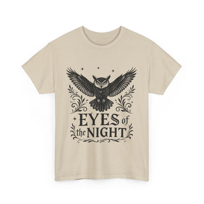 Cool Owl Graphic Unisex Heavy Cotton Tee, Flying Owl Art T-Shirt, Animal Print Tee, Gothic Bird Graphic Tee, Mens Gothic Style Shirt